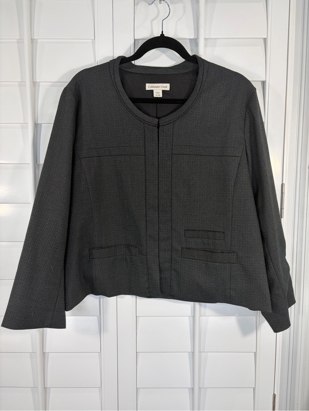 Coldwater Creek Charcoal Textured Collarless Blazer (XL)